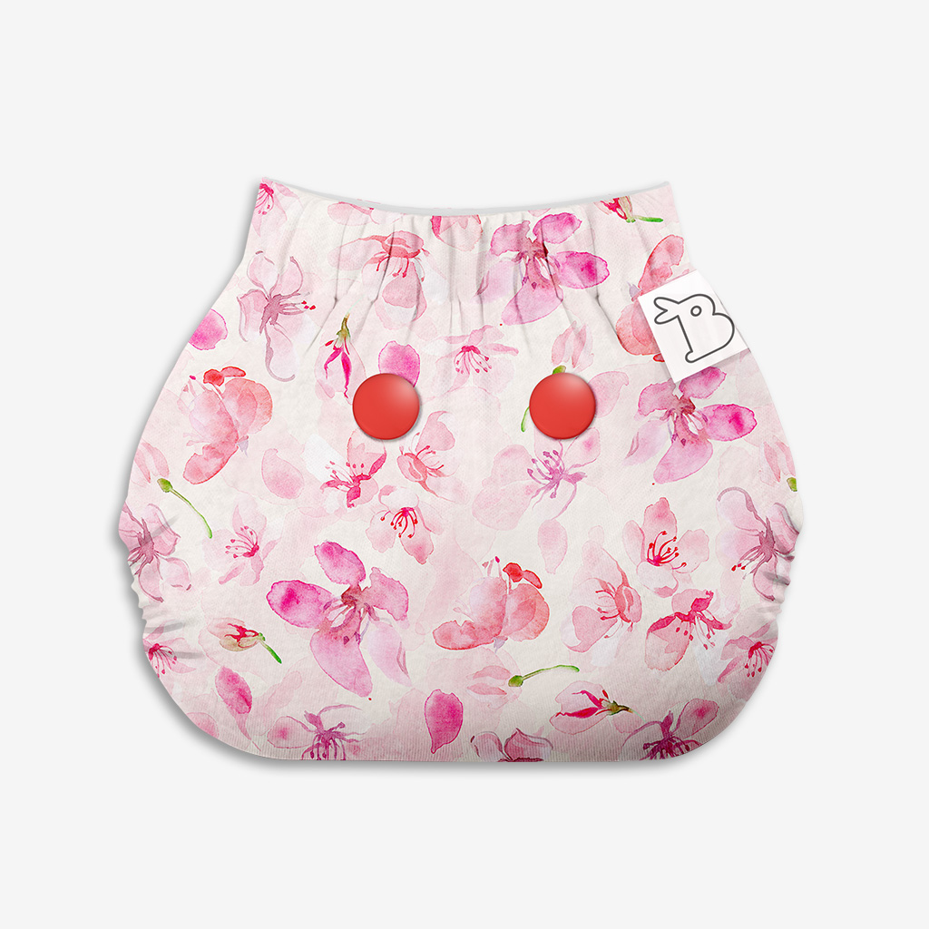 Picture of Superbottoms Freesize UNO Washable & Reusable Adjustable Cloth Diaper with Dry Feel Pad (0-3 months)Cherry Blossom)
