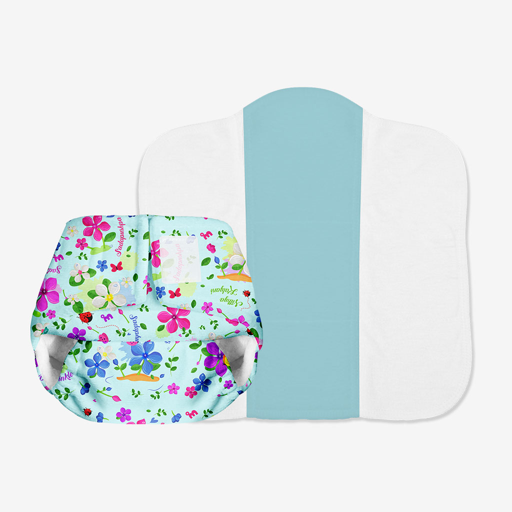 Picture of Superbottoms Freesize UNO Washable & Reusable Adjustable Cloth Diaper with Dry Feel Pad (0-3 months)(Periwinkle)