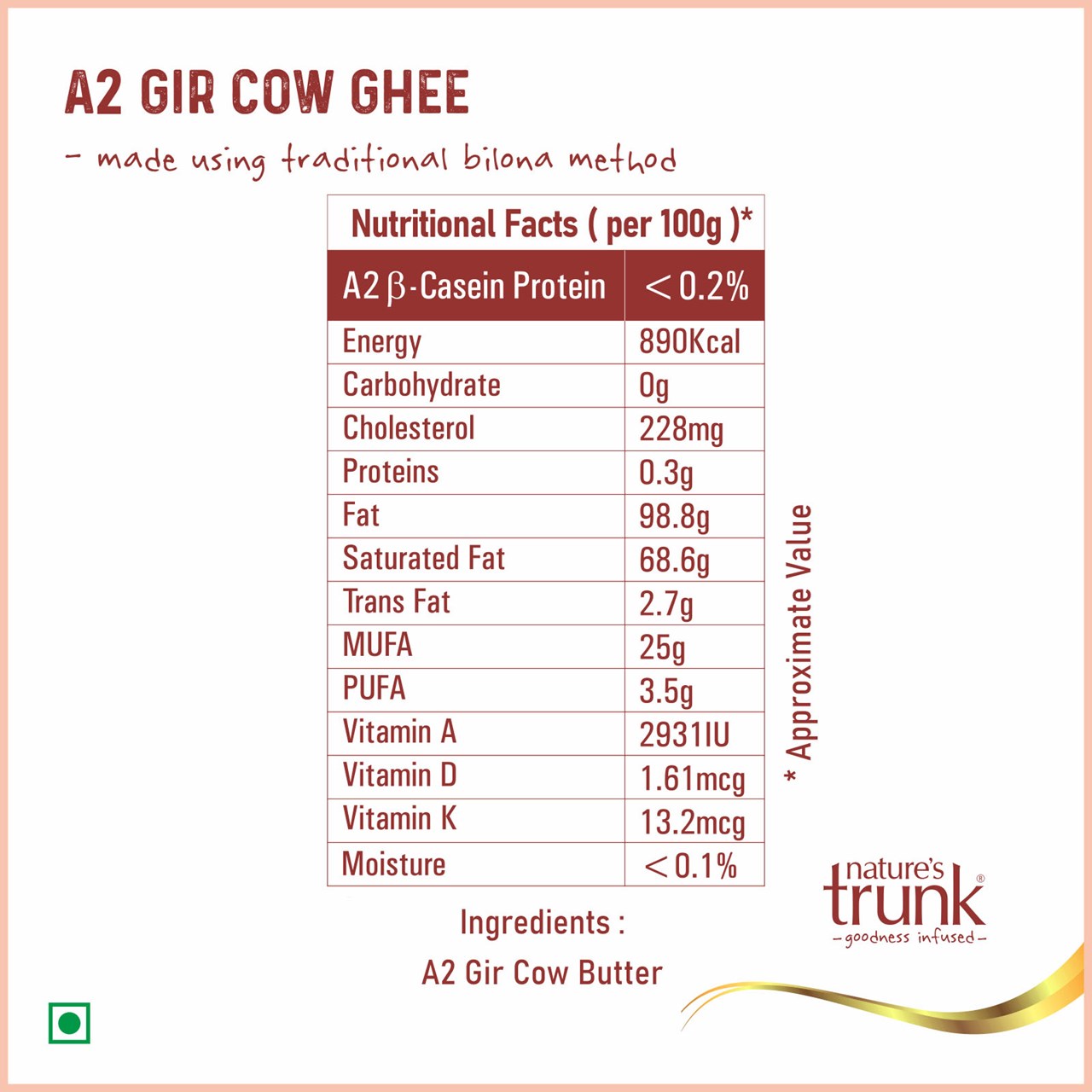 Picture of A2 Gir Cow Ghee ( Bilona Method ) Ultra Premium 450 Grams