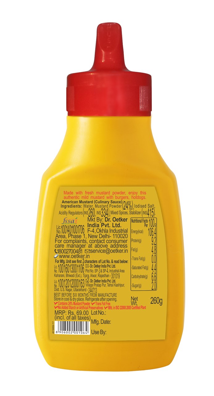 Picture of Mustard American 260g