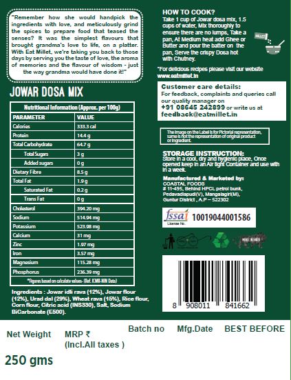 Picture of Eat Millet Instant Jowar Dosa Mix - 250 grams 