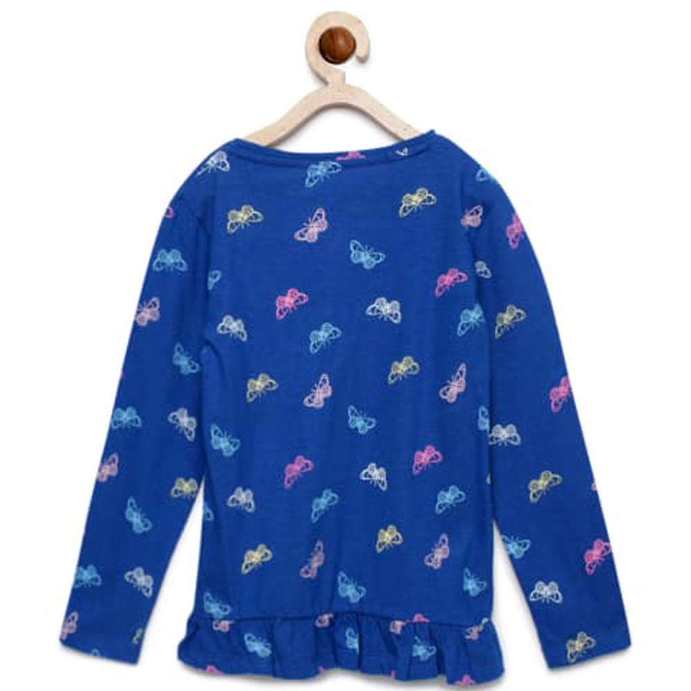Picture of Stylish Bow Full-Sleeve Top with All-Over Print in 100% Cotton for Girls 2-8 Years