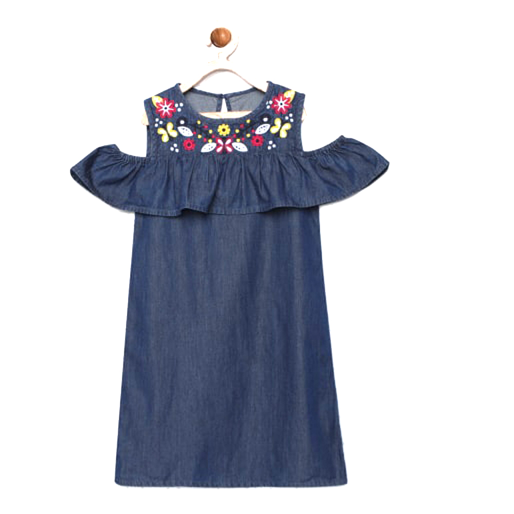 Show details for Classic Blue Denim Embroidered Dress 2-8 Years Picture of Classic Blue Denim Embroidered Dress 2-8 Years