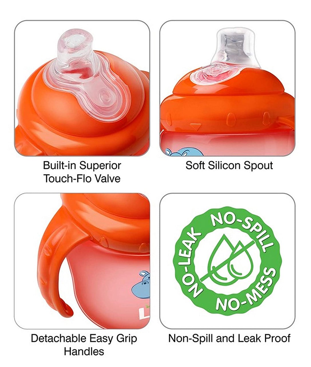 Picture of LuvLap HIPPO SPOUT CUP 225 ml Orange