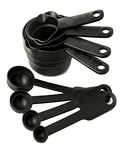 Show details for VE Smart Plastic Measuring Cup & Spoon Set, 8 Pieces, Black Colour, Baking Accessories, Kitchen Tools Picture of VE Smart Plastic Measuring Cup & Spoon Set, 8 Pieces, Black Colour, Baking Accessories, Kitchen Tools