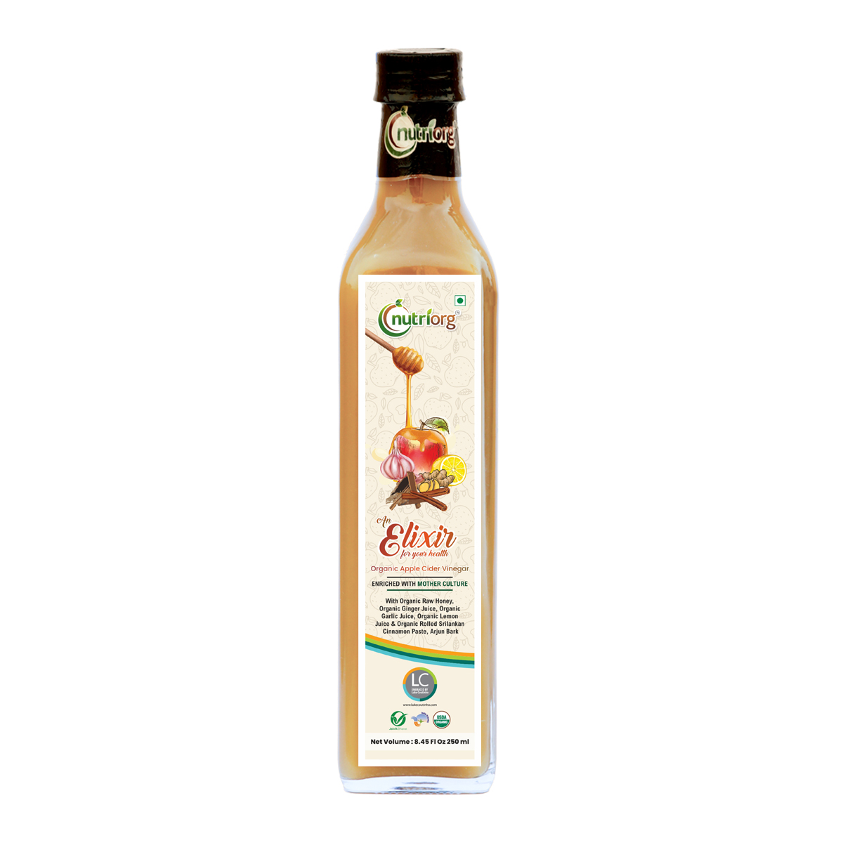 Show details for Nutriorg Certified Organic Elixir Apple Cider Vinegar 250 ml Picture of Nutriorg Certified Organic Elixir Apple Cider Vinegar 250 ml