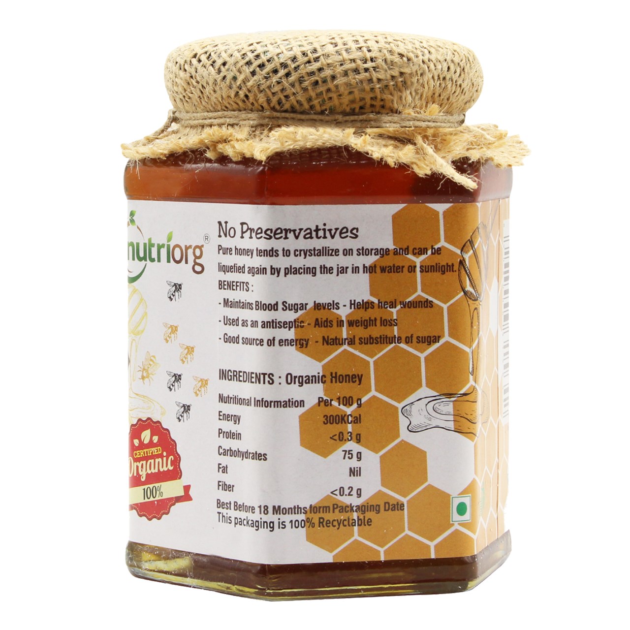 Picture of Nutriorg Certified Organic High Altitude Honey 500g
