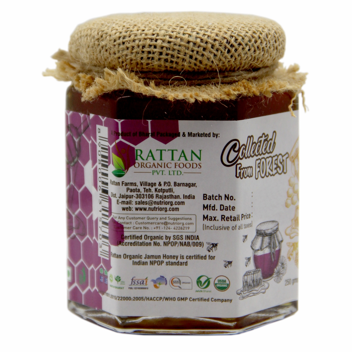 Picture of Nutriorg Certified Organic Honey with Jamun Flavor 250g