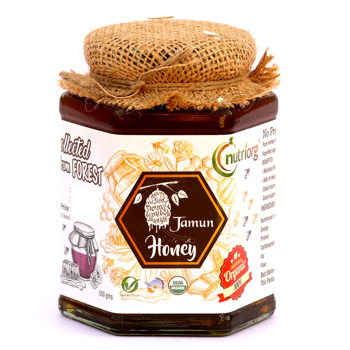 Picture of Nutriorg Certified Organic Honey with Jamun Flavor 500g