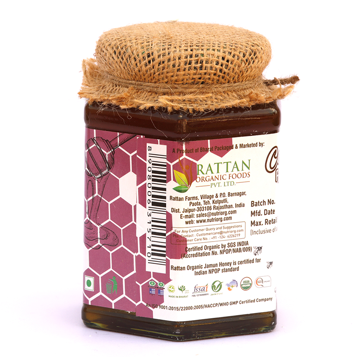 Picture of Nutriorg Certified Organic Honey with Jamun Flavor 500g