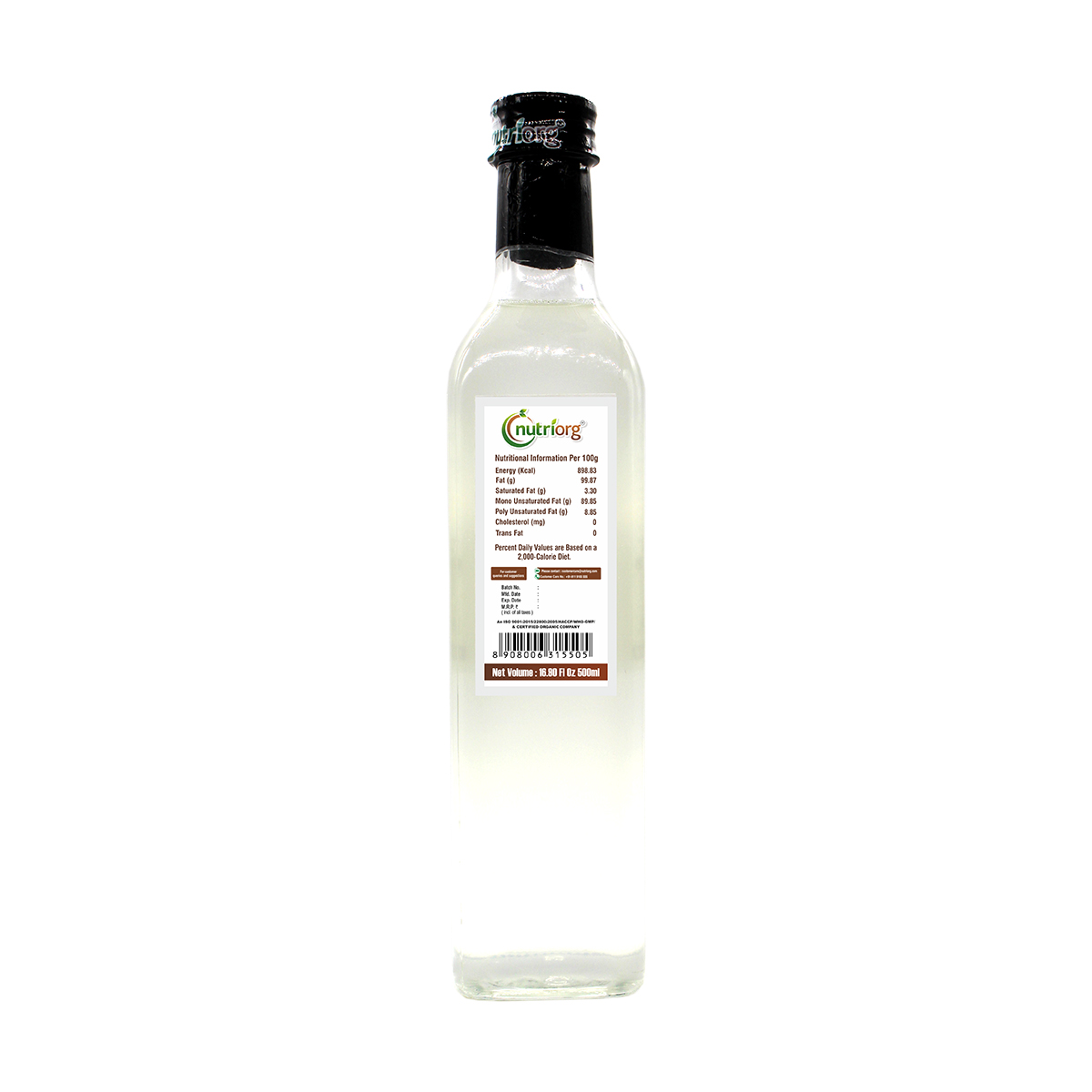 Picture of Nutriorg Certified Organic Extra Virgin Coconut Oil 500 ml