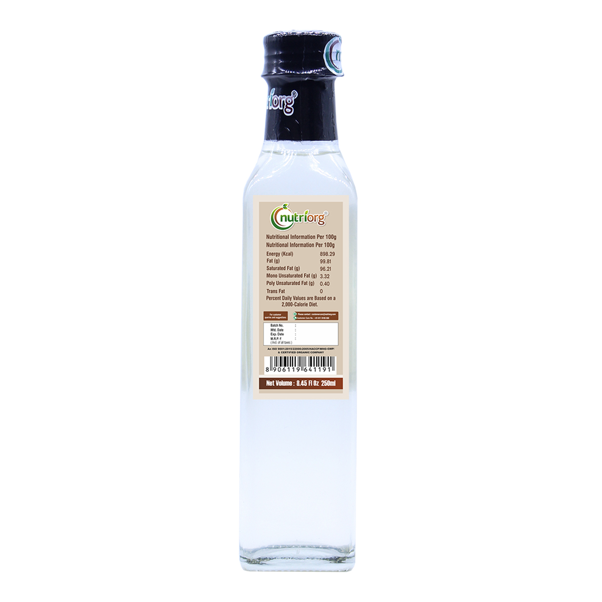 Picture of Nutriorg Certified Organic Virgin Coconut Oil 250 ml