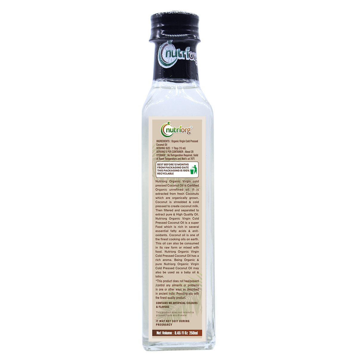 Picture of Nutriorg Certified Organic Virgin Coconut Oil 250 ml