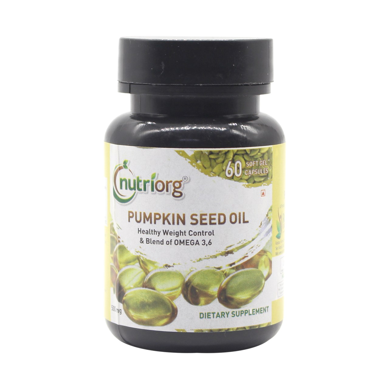 Show details for Nutriorg Pumpkin seed oil soft gel - 60 Capsules Picture of Nutriorg Pumpkin seed oil soft gel - 60 Capsules