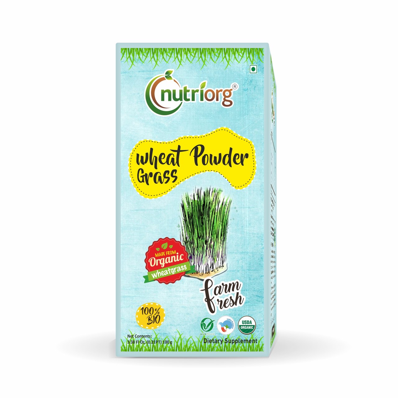 Show details for Nutriorg Certified Organic Wheatgrass powder - 100 gm Picture of Nutriorg Certified Organic Wheatgrass powder - 100 gm