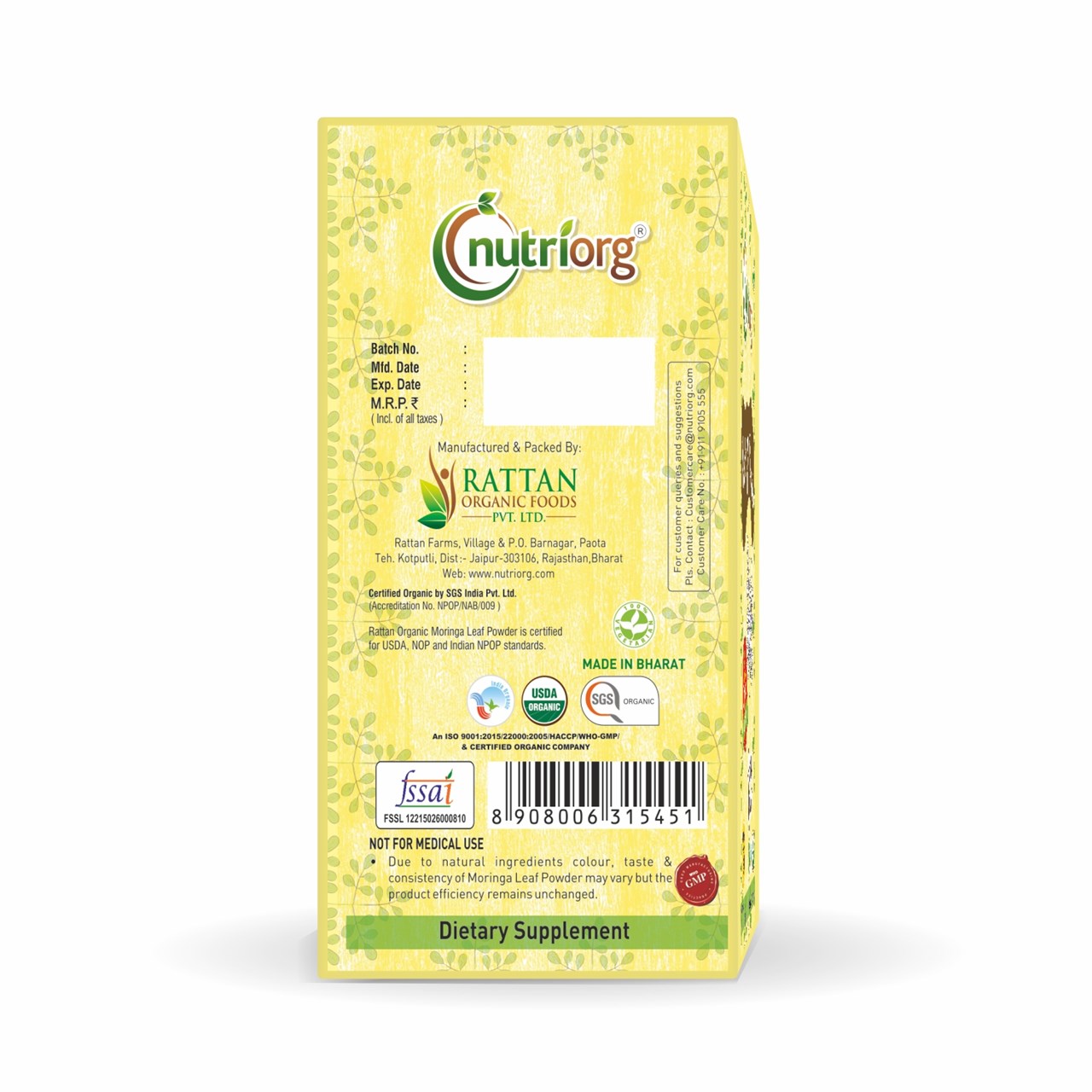 Picture of Nutriorg Certified Organic Moringa Powder 150g
