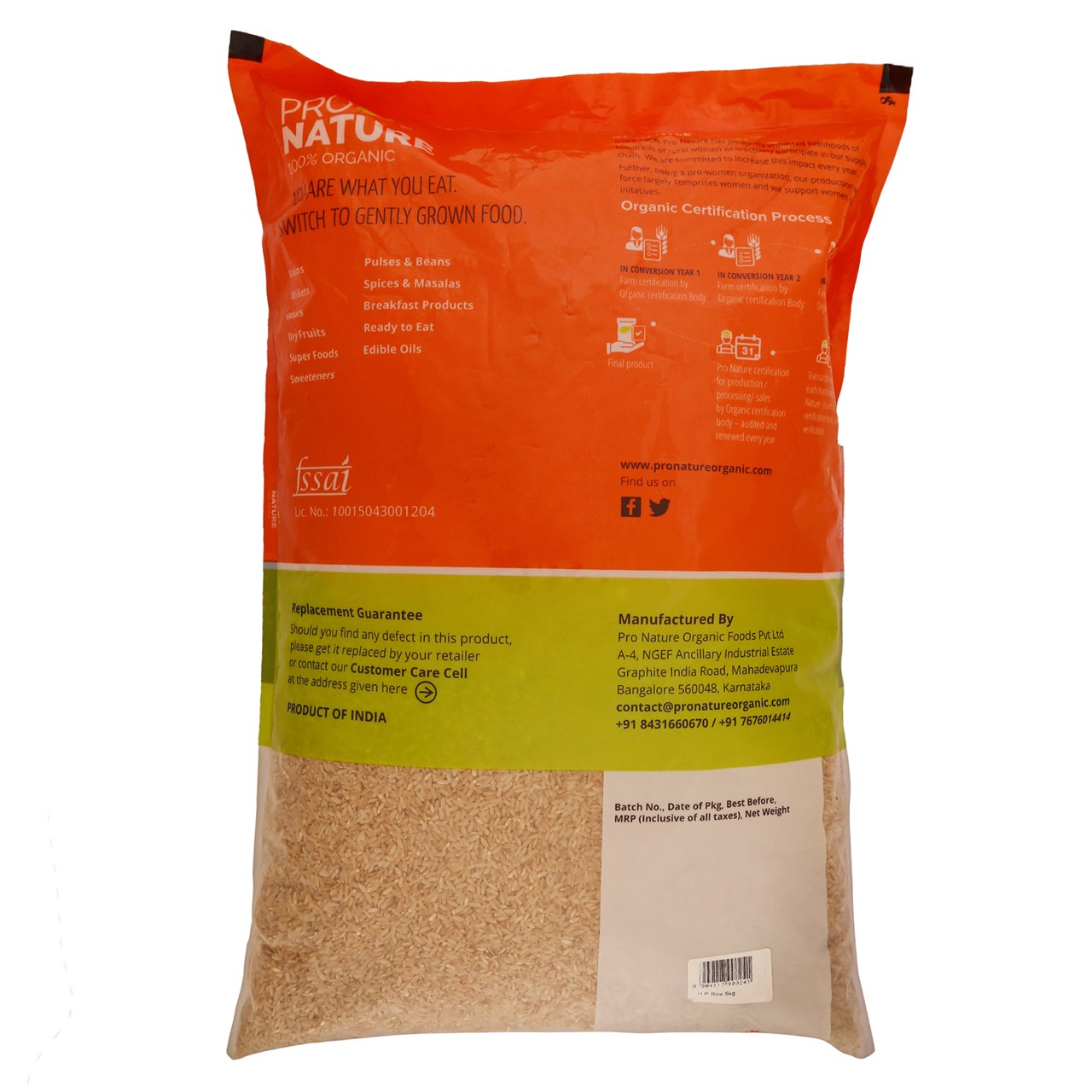 Picture of Pro Nature 100% Organic Sonamasoori Rice (Hand Pound) 5Kg