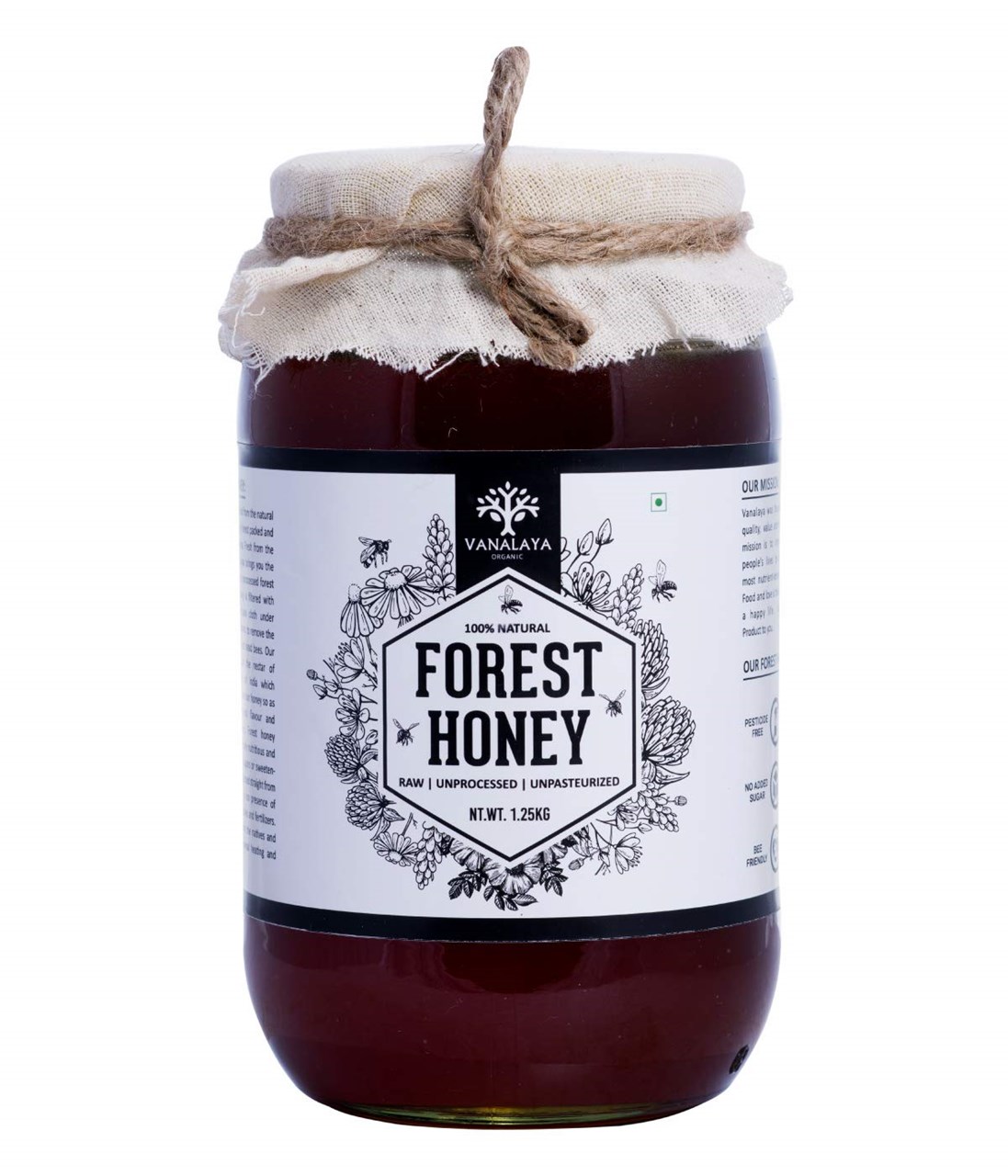 Picture of Vanalaya Forest Honey Raw Unprocessed Unpasteurized Pure natural organic honey for weight loss (1.25Kg)