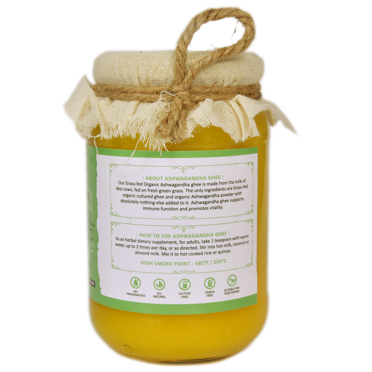 Picture of Vanalaya Ashwagandha Infused Desi Cow Ghee Mixed with Ashwagandha Extract for Stress Relief - Rejuvenates Mind & Body -500ml