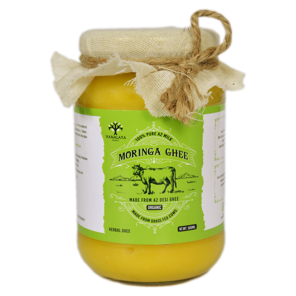 Show details for Vanalaya Moringa Infused Desi Cow Ghee  Mixed with Motinga extract for Stress Relief - Antioxidants, Boosts Immunity 500ml Picture of Vanalaya Moringa Infused Desi Cow Ghee  Mixed with Motinga extract for Stress Relief - Antioxidants, Boosts Immunity 500ml