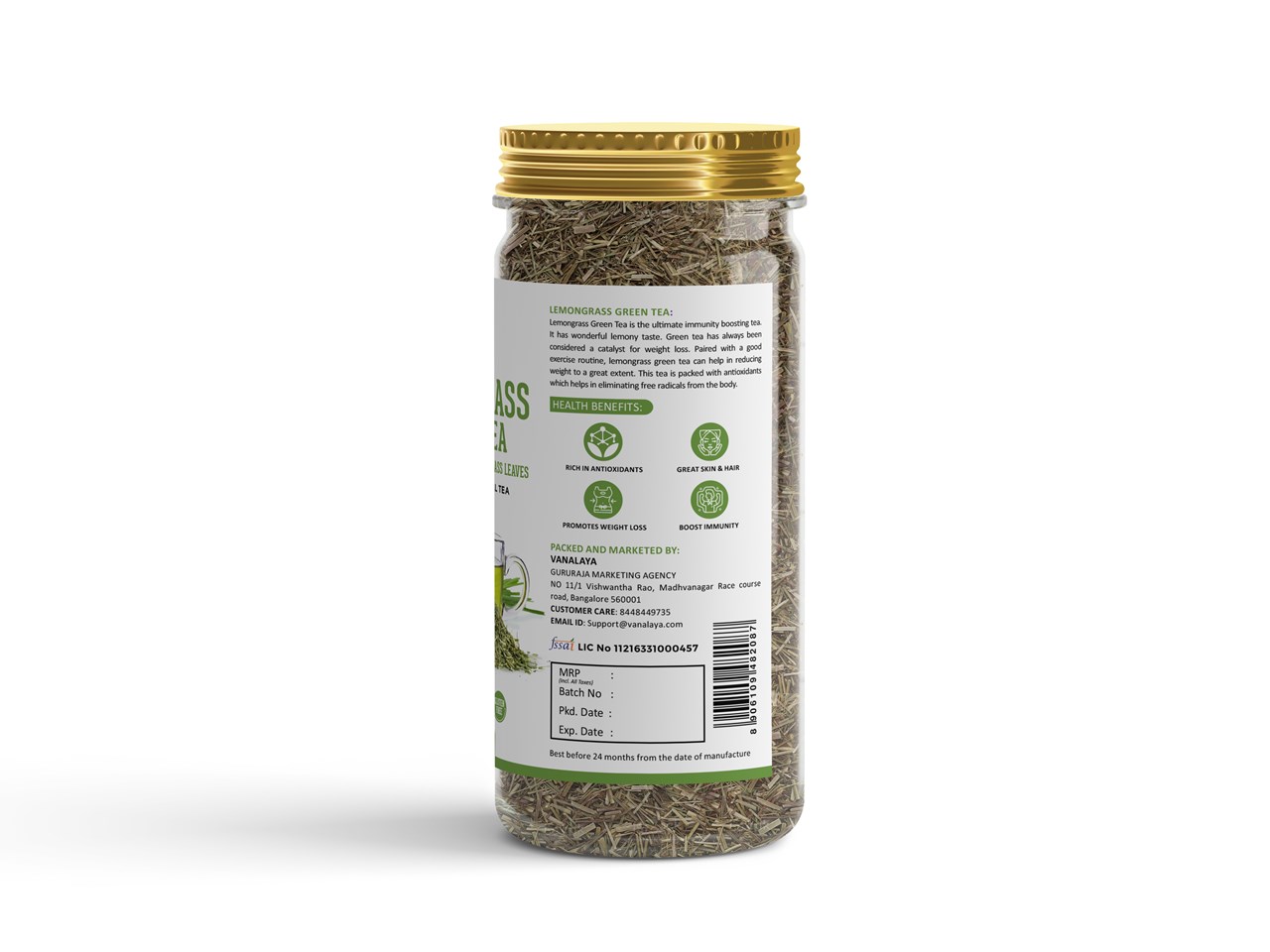 Picture of Lemongrass Green Tea (Detox Tea for Weight Loss & Stress Relief) - 50 gm
