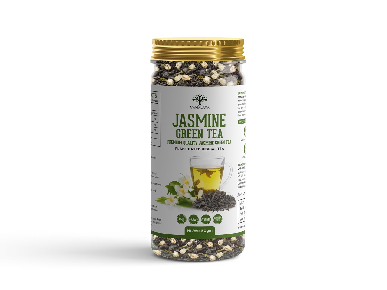 Picture of Vanalaya Jasmine Green Tea from Sun Dried Jasmine Petals for Clear Mind, Improve Mood, Stress Relief and Relives Anxiety - 50gm 