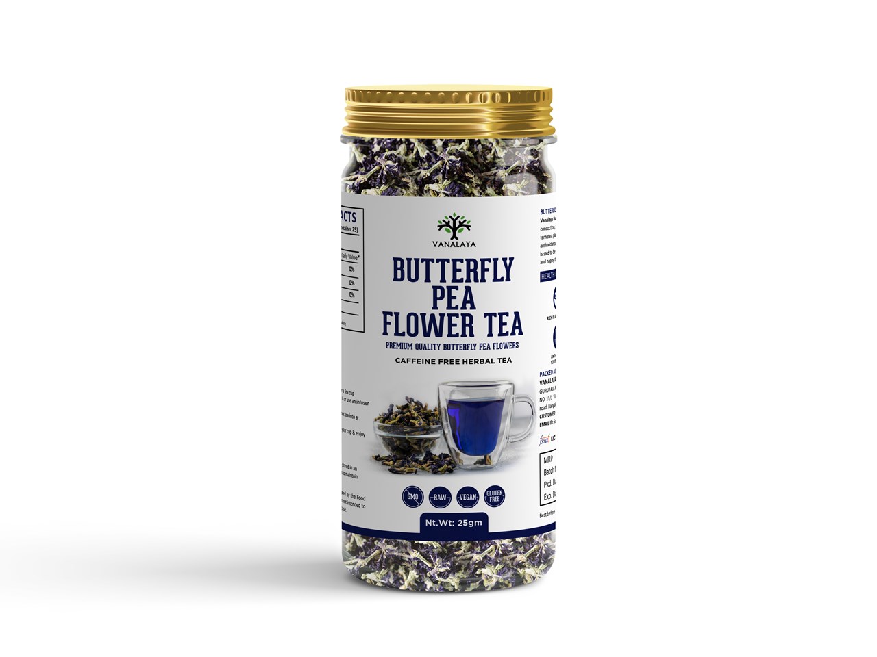 Picture of Vanalaya Butterfly Pea Tea Rich in Antioxidants For weight loss Reduce stress and Anxiety 25gm