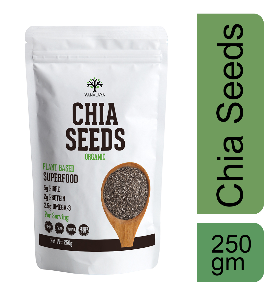 Picture of Vanalaya Raw Unroasted Chia Seeds for Eating with Omega 3 Protein and Fiber for Weight Loss Management -250g