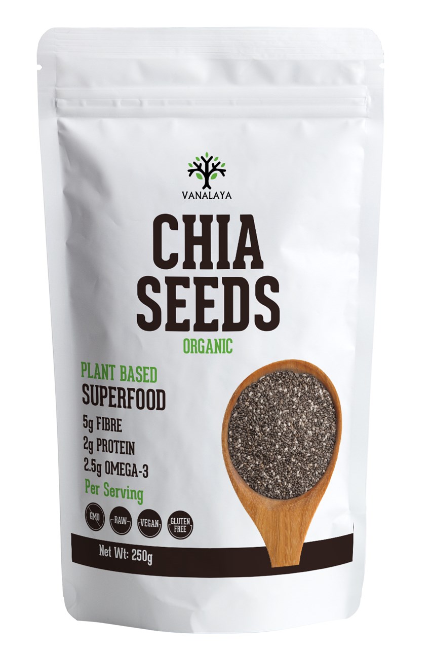 Picture of Vanalaya Raw Unroasted Chia Seeds for Eating with Omega 3 Protein and Fiber for Weight Loss Management - 250 gm