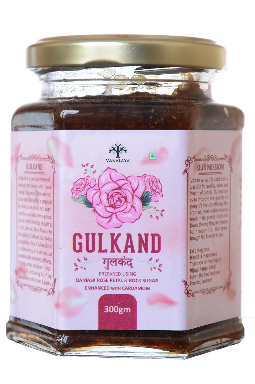 Show details for Vanalaya Natural Organic Gulkand Prepared Using Sun Cooked Damask Rose & Cardamon - Natural - Organic - 300 GM Picture of Vanalaya Natural Organic Gulkand Prepared Using Sun Cooked Damask Rose & Cardamon - Natural - Organic - 300 GM