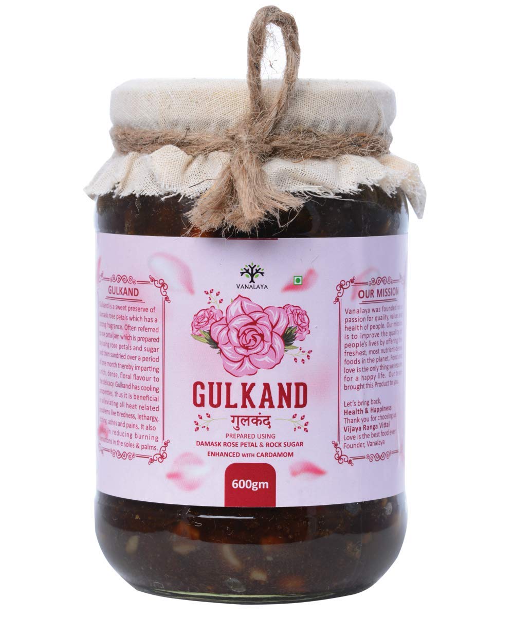 Picture of Vanalaya Natural Organic Gulkand Prepared Using Sun Cooked Damask Rose & Cardamon - Natural - Organic 600Gm