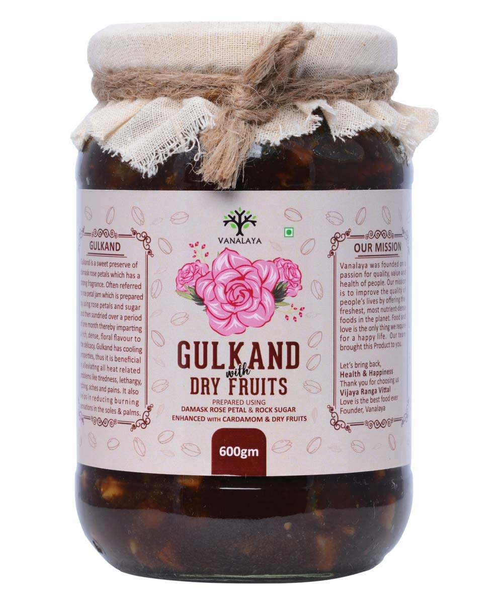 Show details for Vanalaya Natural Organic Gulkand Prepared Using Sun Cooked Damask Rose Along with Dry Fruits - Natural - Organic -600 Grams Picture of Vanalaya Natural Organic Gulkand Prepared Using Sun Cooked Damask Rose Along with Dry Fruits - Natural - Organic -600 Grams