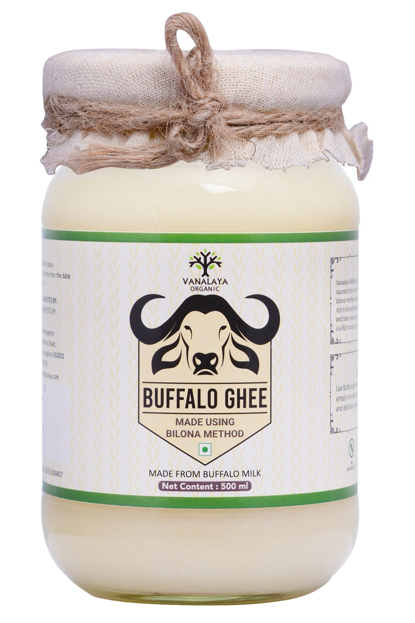 Picture of Vanalaya A2 Buffalo Ghee 100% Pure Made by Bilona Method from Grass Fed Desi Buffalo Milk 500ml