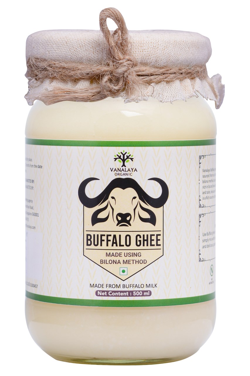 Show details for Vanalaya A2 Buffalo Ghee 100% Pure Made by Bilona Method from Grass Fed Desi Buffalo Milk - 500 ML Picture of Vanalaya A2 Buffalo Ghee 100% Pure Made by Bilona Method from Grass Fed Desi Buffalo Milk - 500 ML