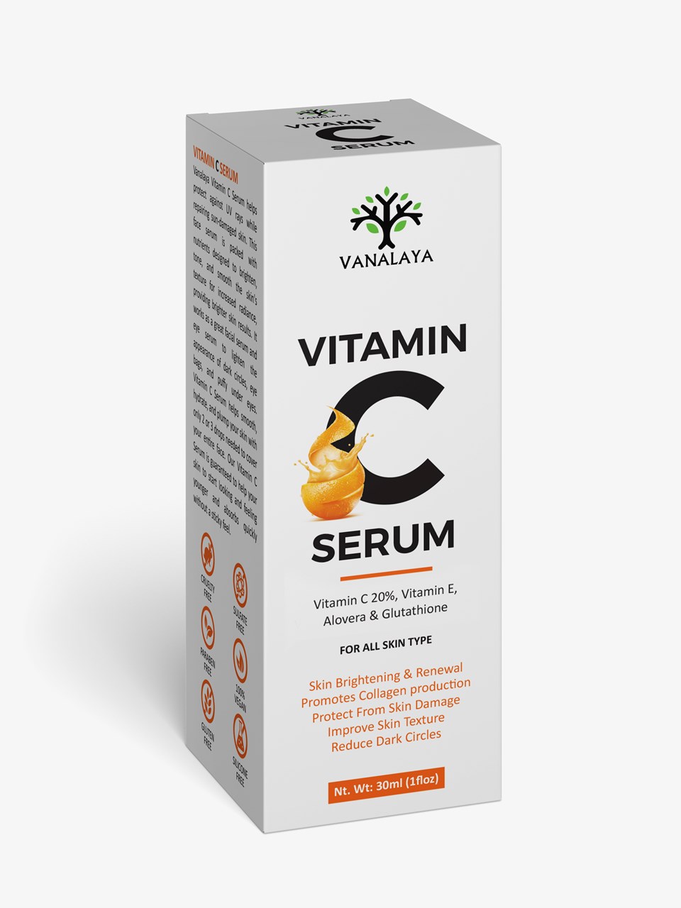 Picture of Vanalya Vitamin C Serum Skin Clearing Serum - For Anti-Aging Skin Repair, Dark Circle, Brightening, Supercharged Face Serum 1 FL Oz - 30 ML
