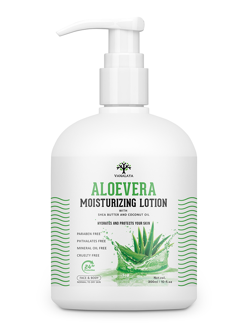 Show details for Vanalaya Aloevera Moisturizing Lotion with shea butter Vitamin E and coconut oil Paraben Free Sulphate free Mineral oil free for Face and Body - 300 ml Picture of Vanalaya Aloevera Moisturizing Lotion with shea butter Vitamin E and coconut oil Paraben Free Sulphate free Mineral oil free for Face and Body - 300 ml