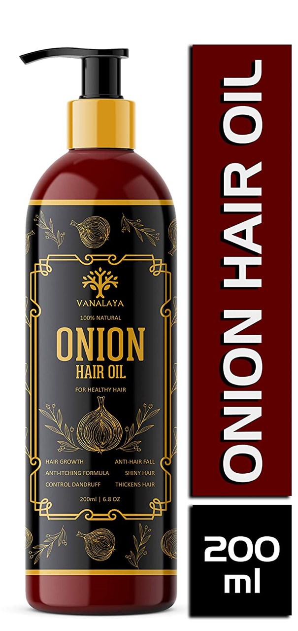 Picture of Vanalaya Onion Hair oil with natural oils, Natural herbs and onion extract for men and women 6.8 Oz - 200 ml