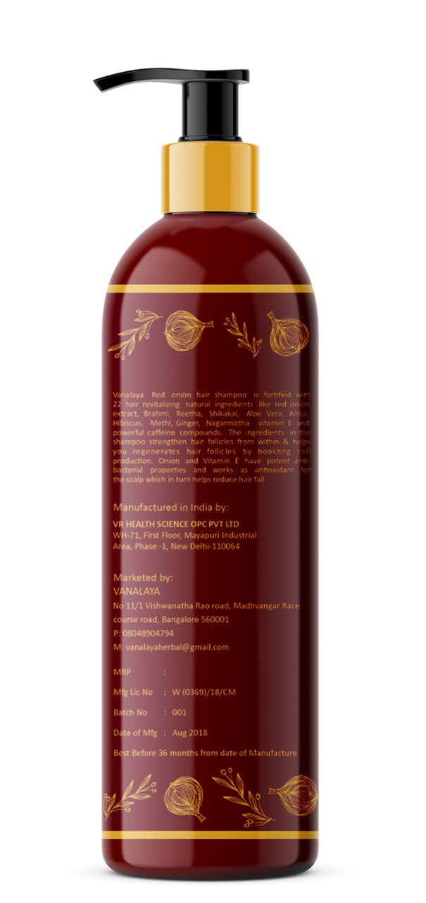 Picture of Vanalaya onion hair shampoo for Hair fall control and Dandruff control - No parabens and Suplate 200ml