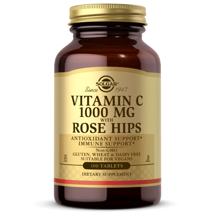 Show details for Solgar Vitamin C with Rose Hips 1000 mg - 100 Tablets  Picture of Solgar Vitamin C with Rose Hips 1000 mg - 100 Tablets