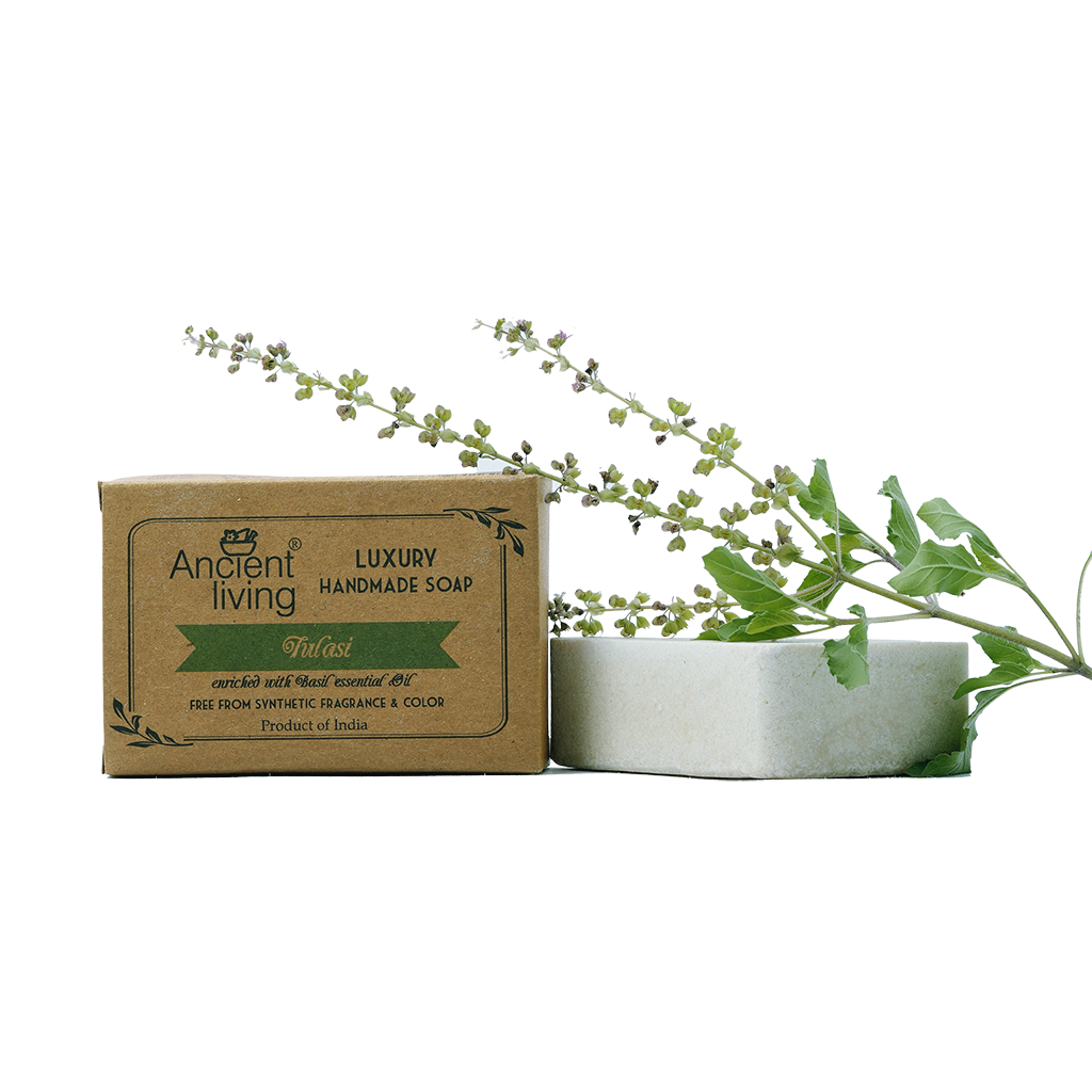 Show details for Ancient Living Tulasi handmade soap - 100 gm Picture of Ancient Living Tulasi handmade soap - 100 gm