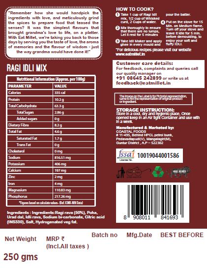 Picture of Eat Millet Instant Ragi Idli Mix Buy One Get One Free - 250 g