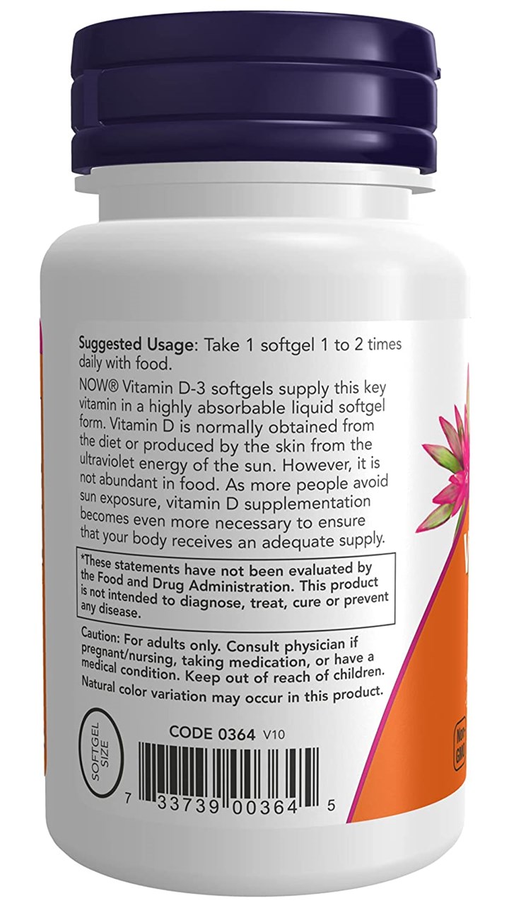 Picture of Now Foods Vitamin D-3 400IU - 180 softgels