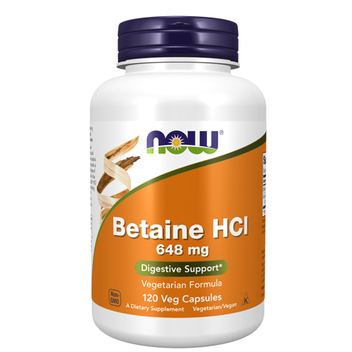 Picture of Now Foods Betaine HCl  648 mg - 120 veg capsules 