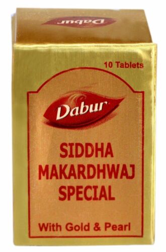 Show details for Dabur Siddha Makardhwaj Special with Gold and Pearl - 10 tabs Picture of Dabur Siddha Makardhwaj Special with Gold and Pearl - 10 tabs