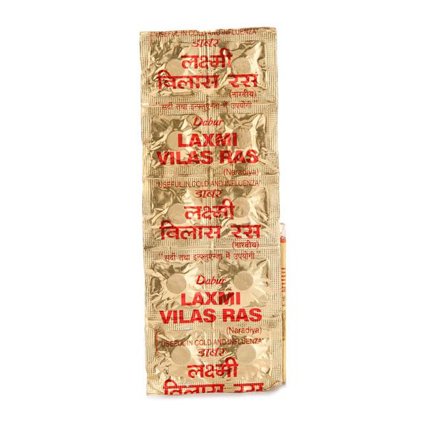 Show details for Dabur Laxmi Vilas Ras (Nardiya) - 1 Strip - 10 Tablets Picture of Dabur Laxmi Vilas Ras (Nardiya) - 1 Strip - 10 Tablets