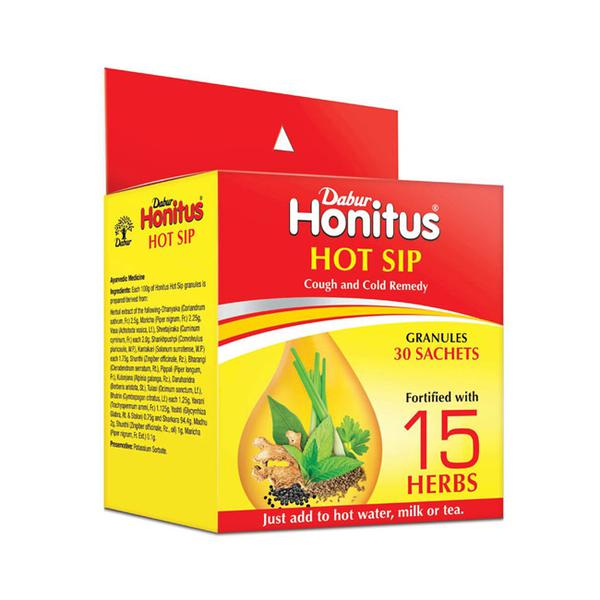 Show details for Dabur Honitus Hot Sip Ayurvedic Kadha - Pack of 30 Sachets Picture of Dabur Honitus Hot Sip Ayurvedic Kadha - Pack of 30 Sachets