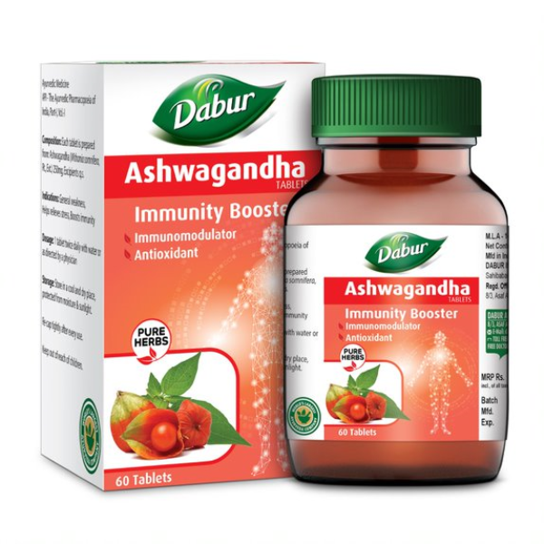 Show details for Dabur ashwagandha Immunity Booster (Pack of 2 - 60 x 4 = 120 Tablets) Picture of Dabur ashwagandha Immunity Booster (Pack of 2 - 60 x 4 = 120 Tablets)