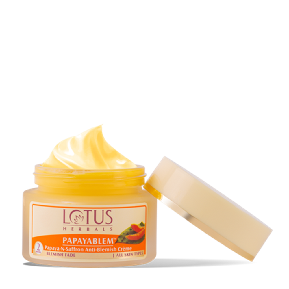 Show details for Lotus Herbals Papayablem Papaya-N-Saffron Anti-Blemish Creme - 50 gm Picture of Lotus Herbals Papayablem Papaya-N-Saffron Anti-Blemish Creme - 50 gm