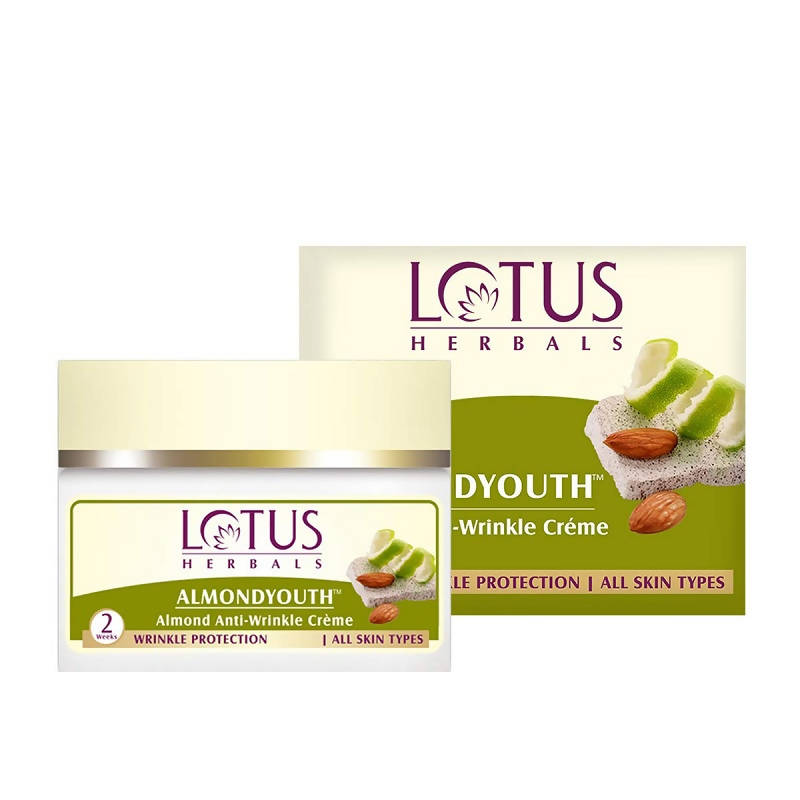 Show details for Lotus Herbals Almondyouth Almond Anti-Wrinkle Cream - 50 Gm Picture of Lotus Herbals Almondyouth Almond Anti-Wrinkle Cream - 50 Gm
