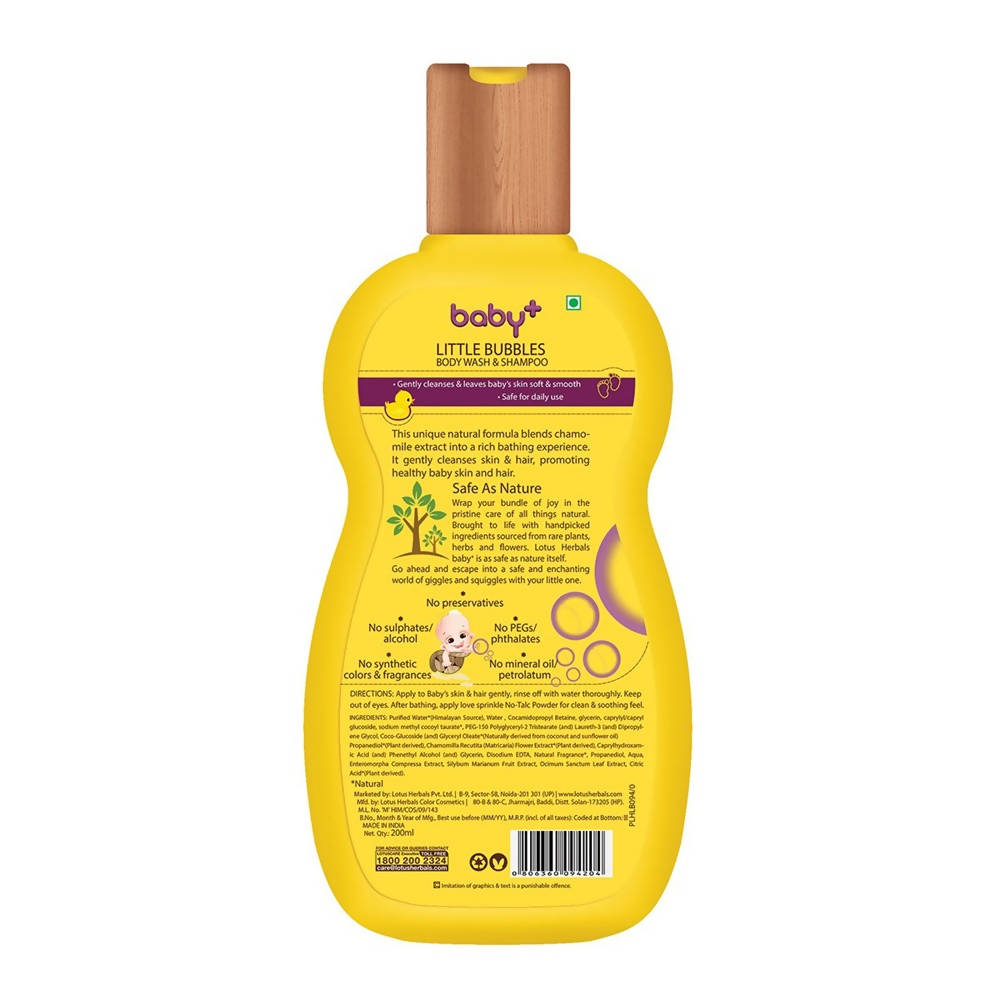 Picture of Lotus Herbals Baby+ Little Bubbles Body Wash & Shampoo (200 Ml)